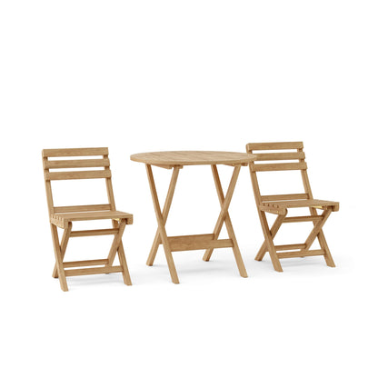 Wooden outdoor table and chairs set on a white background