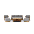SET-903 6-Piece Granada Deep Seating Set - Teak Sofa & Swivel Armchairs with Sunbrella Cushions