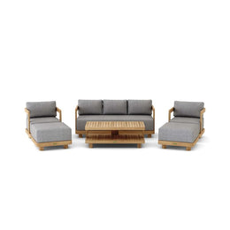 SET-903 6-Piece Granada Deep Seating Set - Teak Sofa & Swivel Armchairs with Sunbrella Cushions