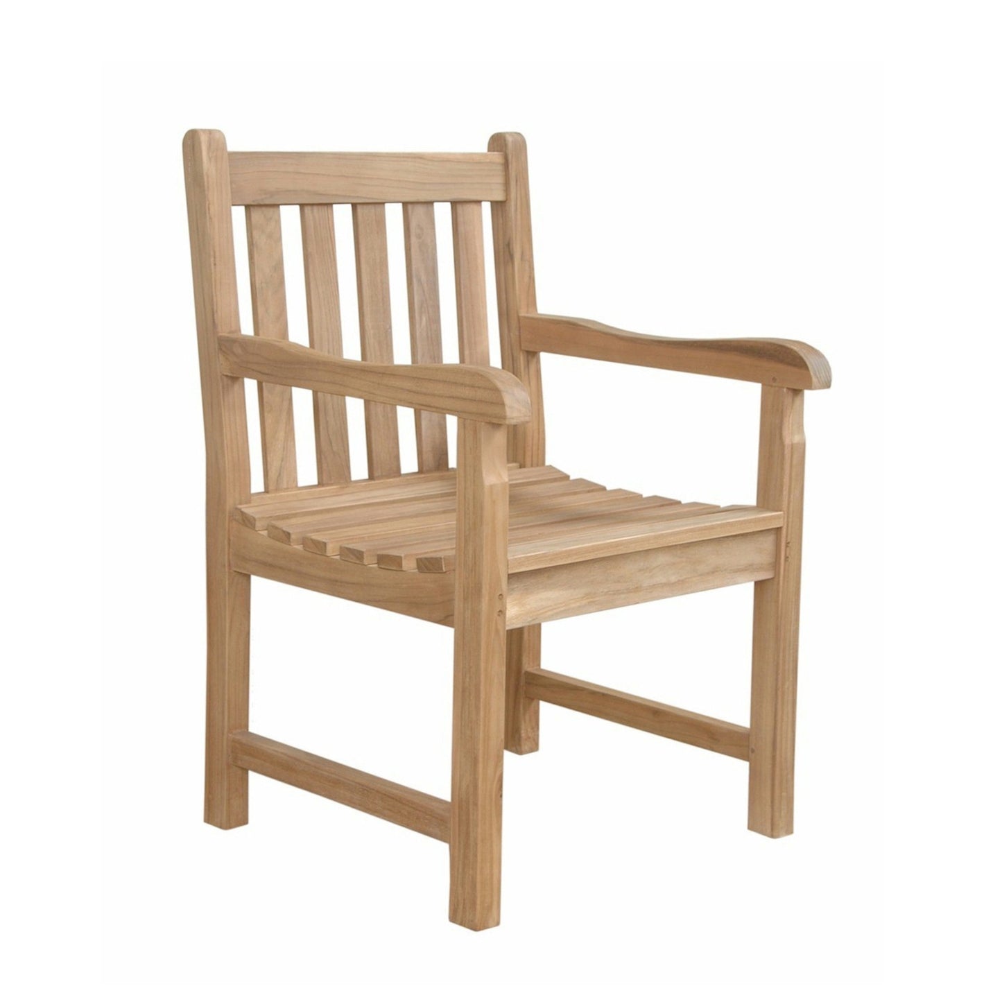 Wooden chair with armrests on a white background
