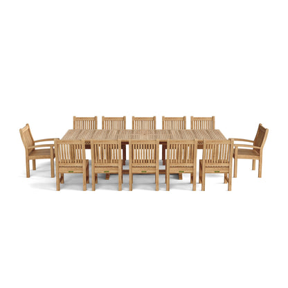 Wooden outdoor dining set with table and chairs on a white background