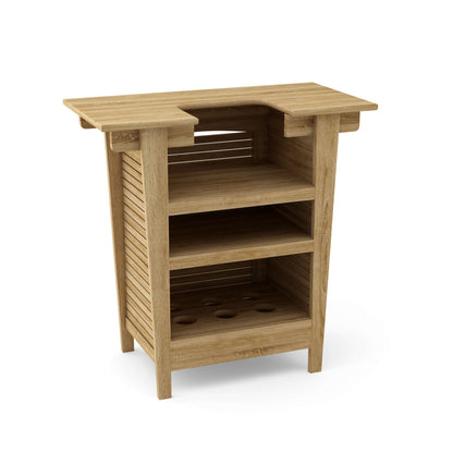 Wooden corner unit with shelves on a white background