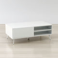 Altus 43" Coffee Table Gloss White with Slide-Out Drawers and Two-Tier Shelves