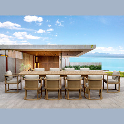 Anderson Teak Junus Dining Extension Table - top view of solid teak table surface and grain