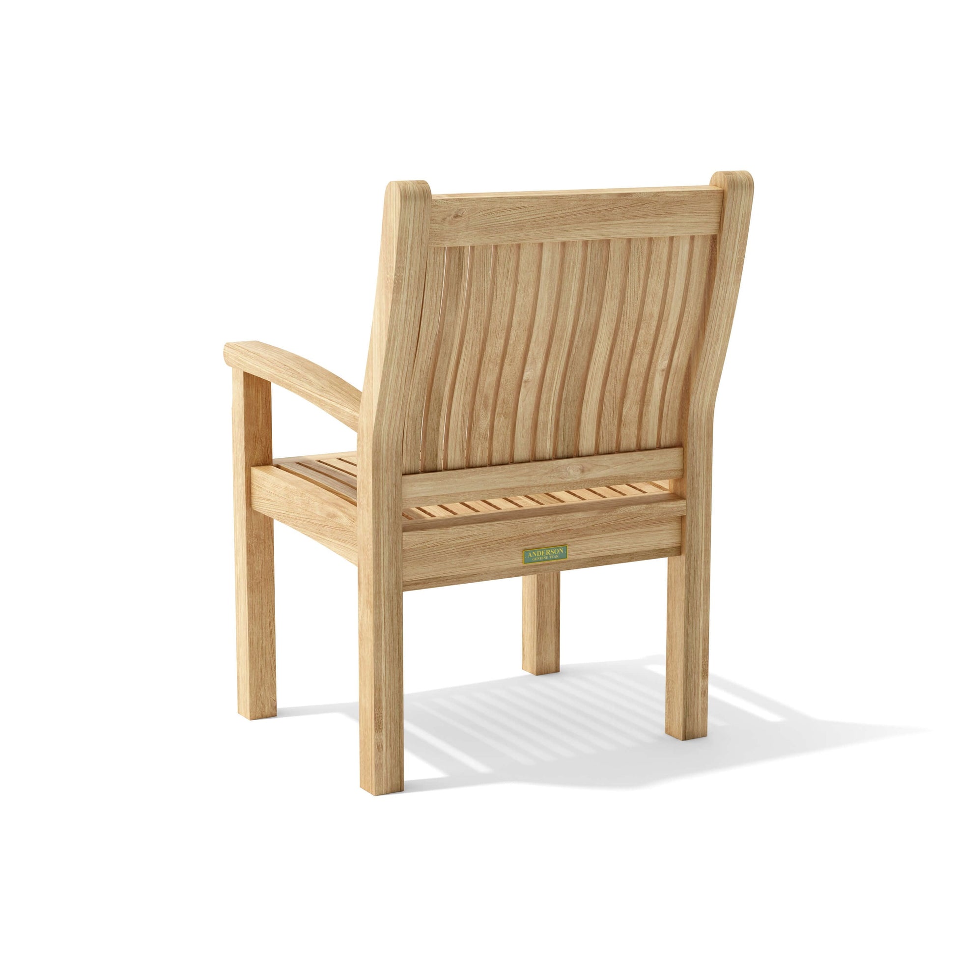 Wooden chair with armrests on a white background