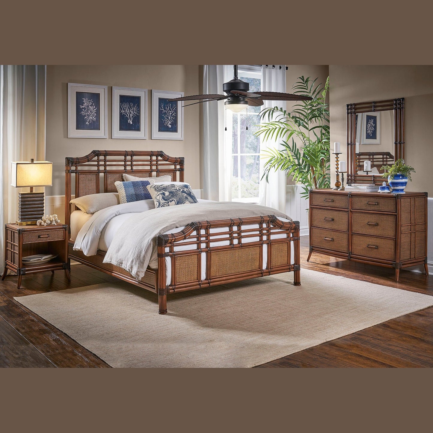 Palm Cove 6 PC Complete Queen Bedroom Set 1102-5643-ATQ-6BQ-GL - BetterPatio.com