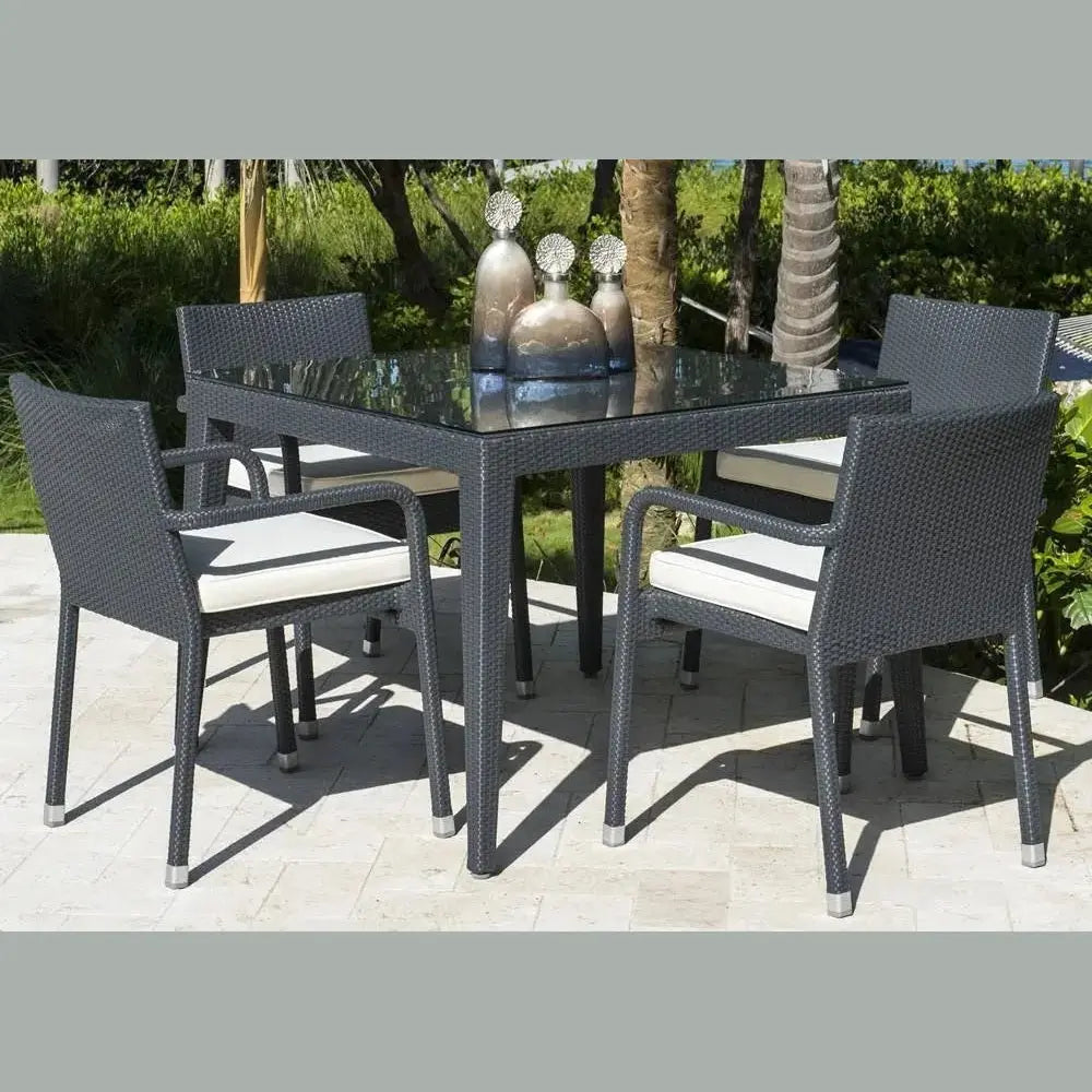 Panama Jack Onyx Square Table w/glass PJO-1901-BLK-SQ-GLASS - BetterPatio.com