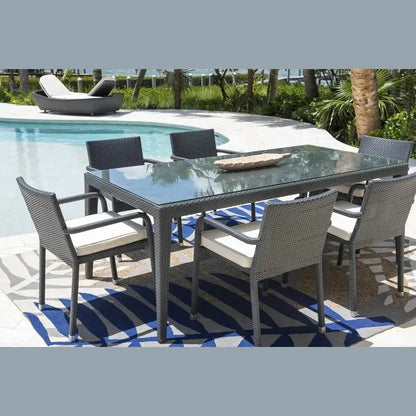 Panama Jack Onyx Rectangular Table w/glass PJO-1901-BLK-RT-GLASS - BetterPatio.com