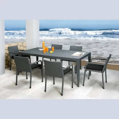 Panama Jack Onyx Rectangular Table w/glass PJO-1901-BLK-RT-GLASS - BetterPatio.com