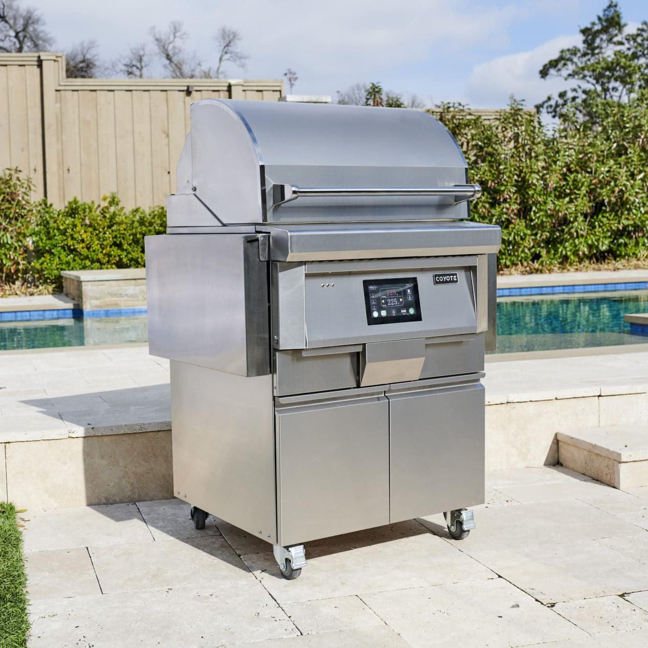 Coyote 28 inch Freestanding Pellet Grill with Cart - BetterPatio.com
