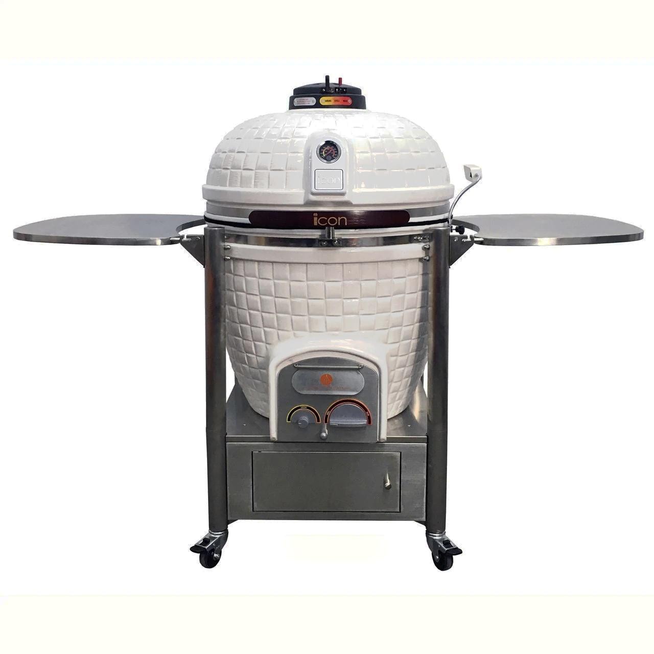 Icon Grills 900 Series 800 Sq. Inch Kamado Grill With Cabinet Cart White - CG901WHITE - BetterPatio.com
