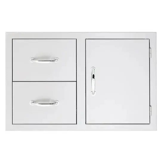 Summerset Professional Grills 33 inch 2 Drawer and Access Door Combo with Masonry Frame Return SSDC2-33M - BetterPatio.com