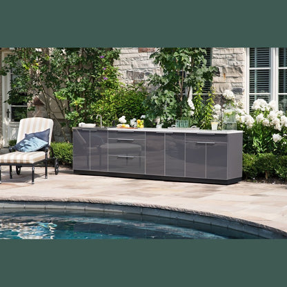 NewAge Outdoor Kitchen 5 PC Cabinet Set in Slate Gray with Countertops 65250 - BetterPatio.com