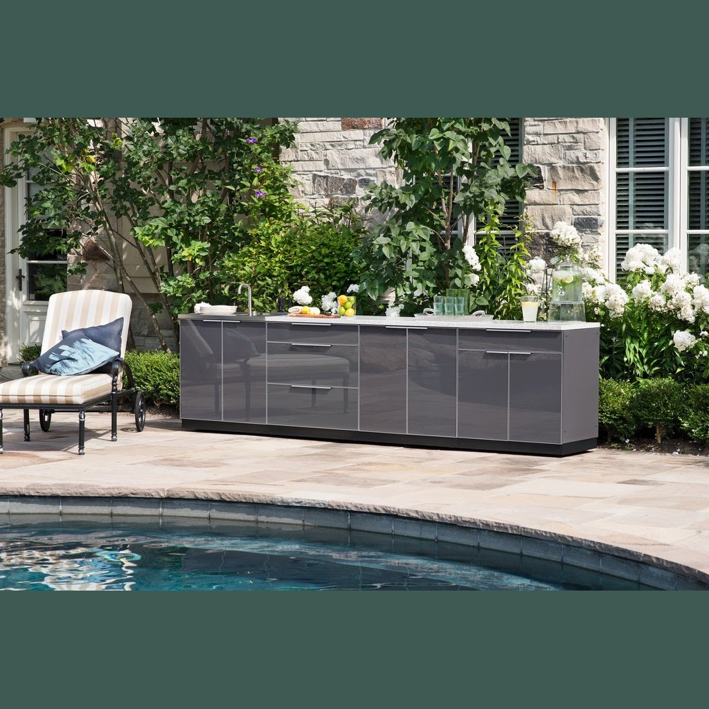 NewAge Outdoor Kitchen 5 PC Cabinet Set in Slate Gray with Countertops 65262 - BetterPatio.com