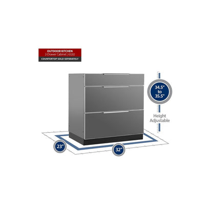 NewAge Outdoor Kitchen 3-Drawer Cabinet in Slate Gray 65202 - BetterPatio.com