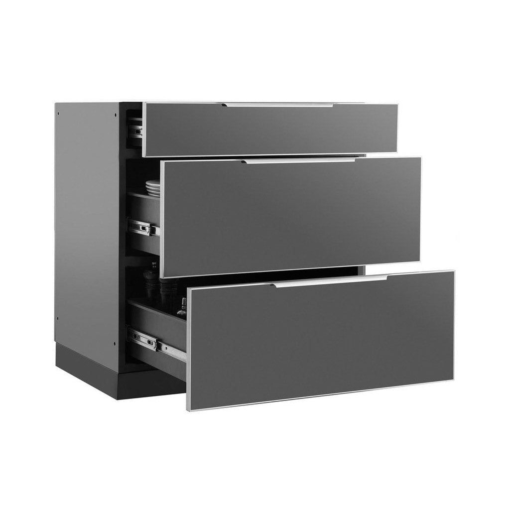 NewAge Outdoor Kitchen 3-Drawer Cabinet in Slate Gray 65202 - BetterPatio.com