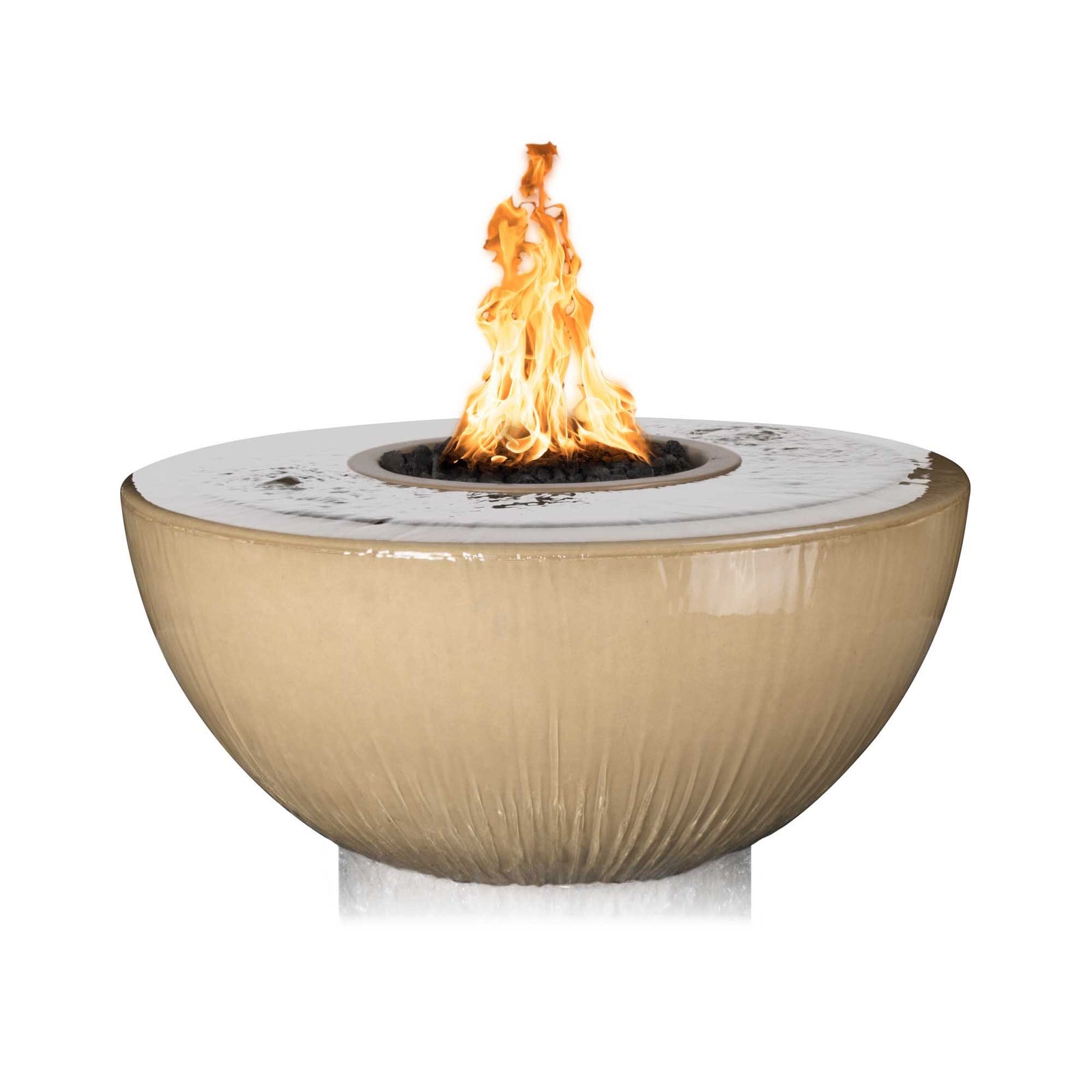 The Outdoor Plus 38" Sedona GFRC Fire & Water Bowl - 360° Spill