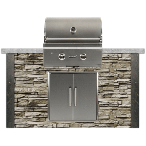 RTA Outdoor Living 5 ft Grill Island with Coyote 28-Inch Grill RTAC-G5 - BetterPatio.com