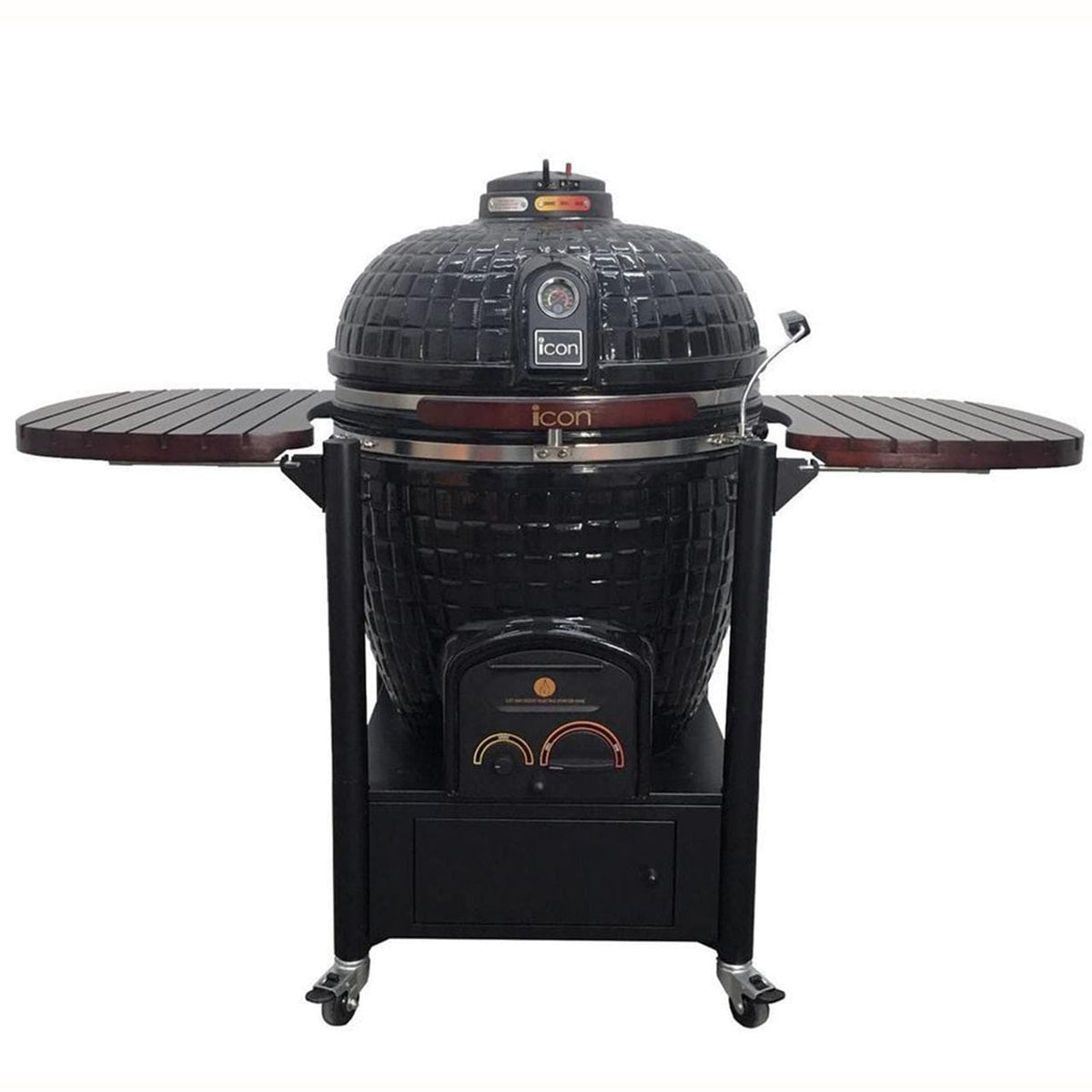 Icon Grills 900 Series 800 Sq. Inch Kamado Grill With Cabinet Cart Black - CG901BLACK - BetterPatio.com