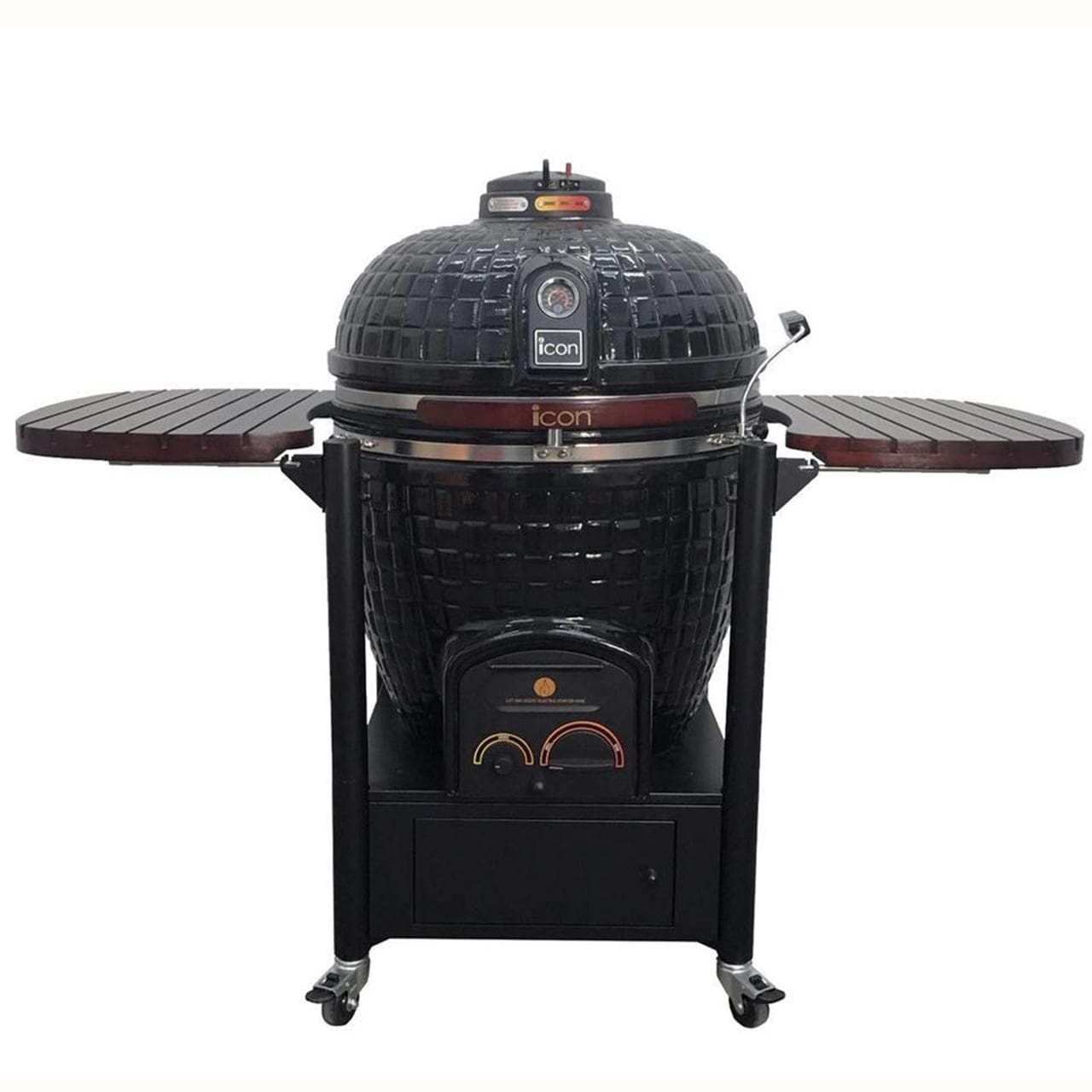 Icon Grills 900 Series 800 Sq. Inch Kamado Grill With Cabinet Cart Black - CG901BLACK - BetterPatio.com