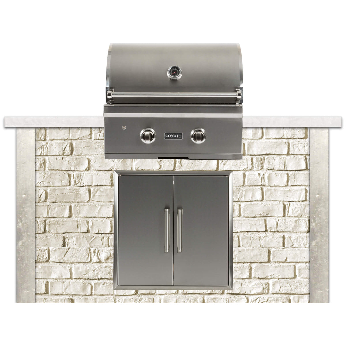RTA Outdoor Living 5 ft Grill Island with Coyote 28-Inch Grill RTAC-G5 - Reclaimed Brick White finish