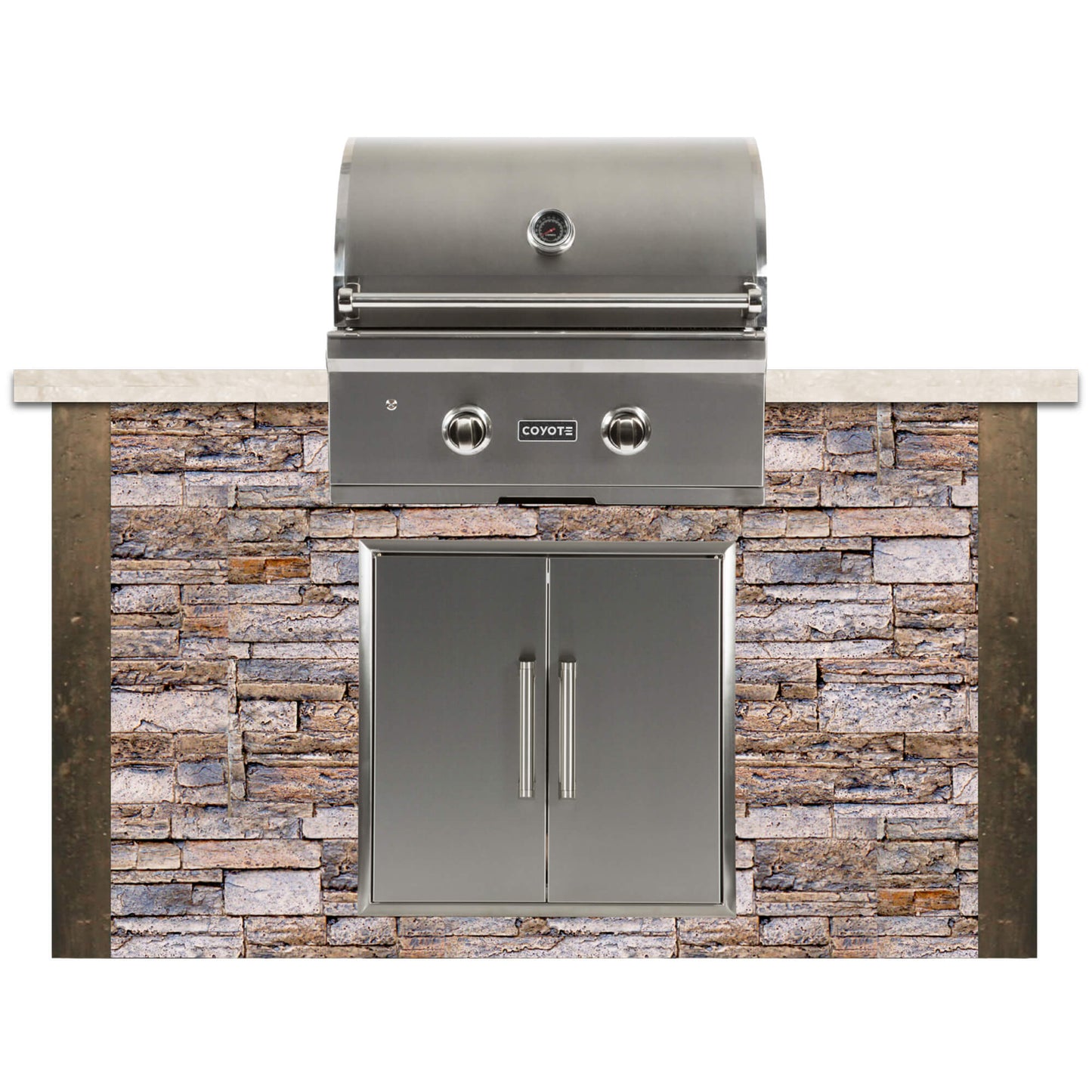 RTA Outdoor Living 5 ft Grill Island with Coyote 28-Inch Grill RTAC-G5 - Stone Brown finish