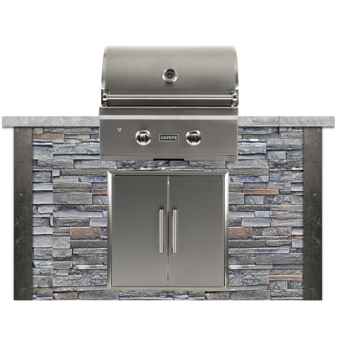 RTA Outdoor Living 5 ft Grill Island with Coyote 28-Inch Grill RTAC-G5 - Stone Gray finish
