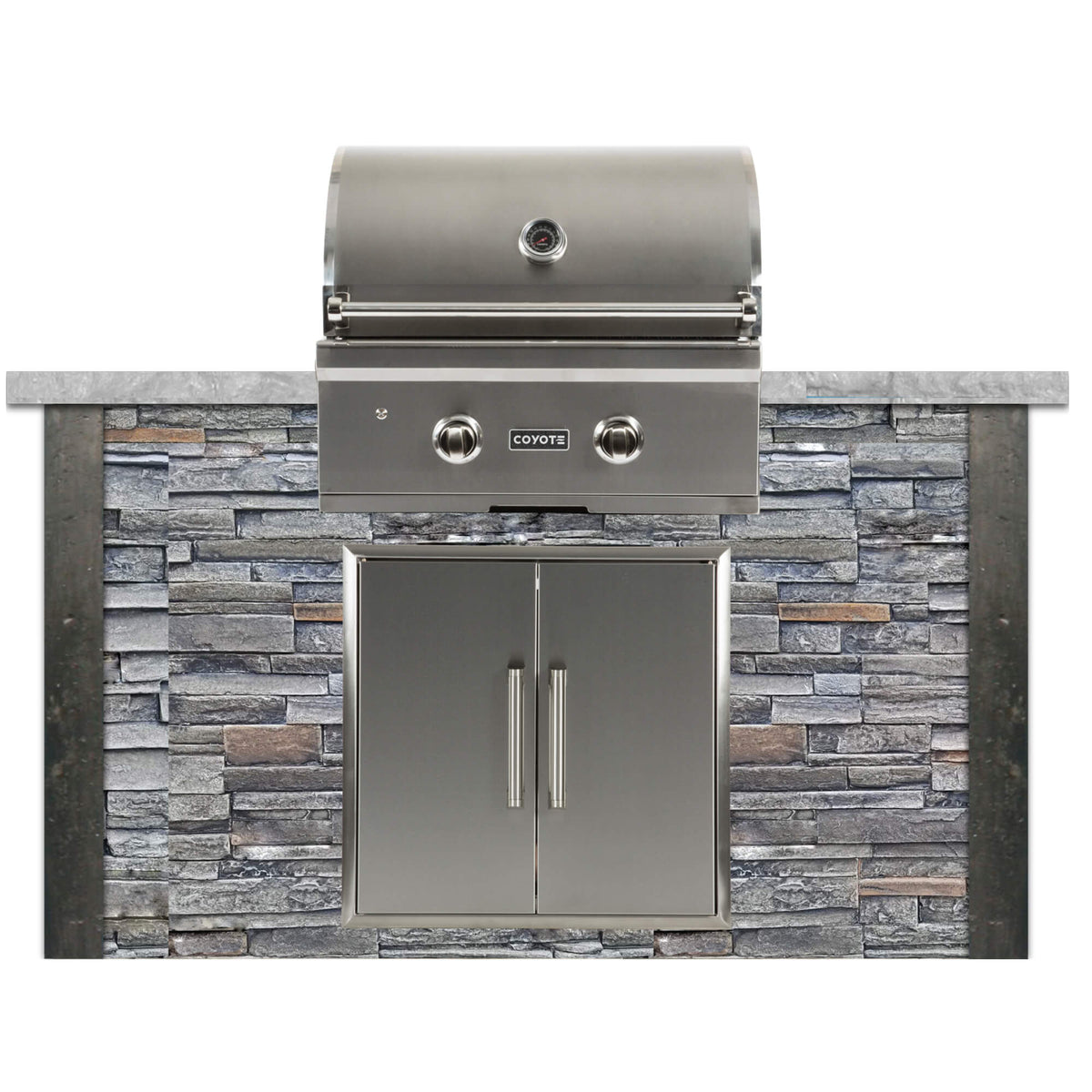 RTA Outdoor Living 5 ft Grill Island with Coyote 28-Inch Grill RTAC-G5 - Stone Gray finish
