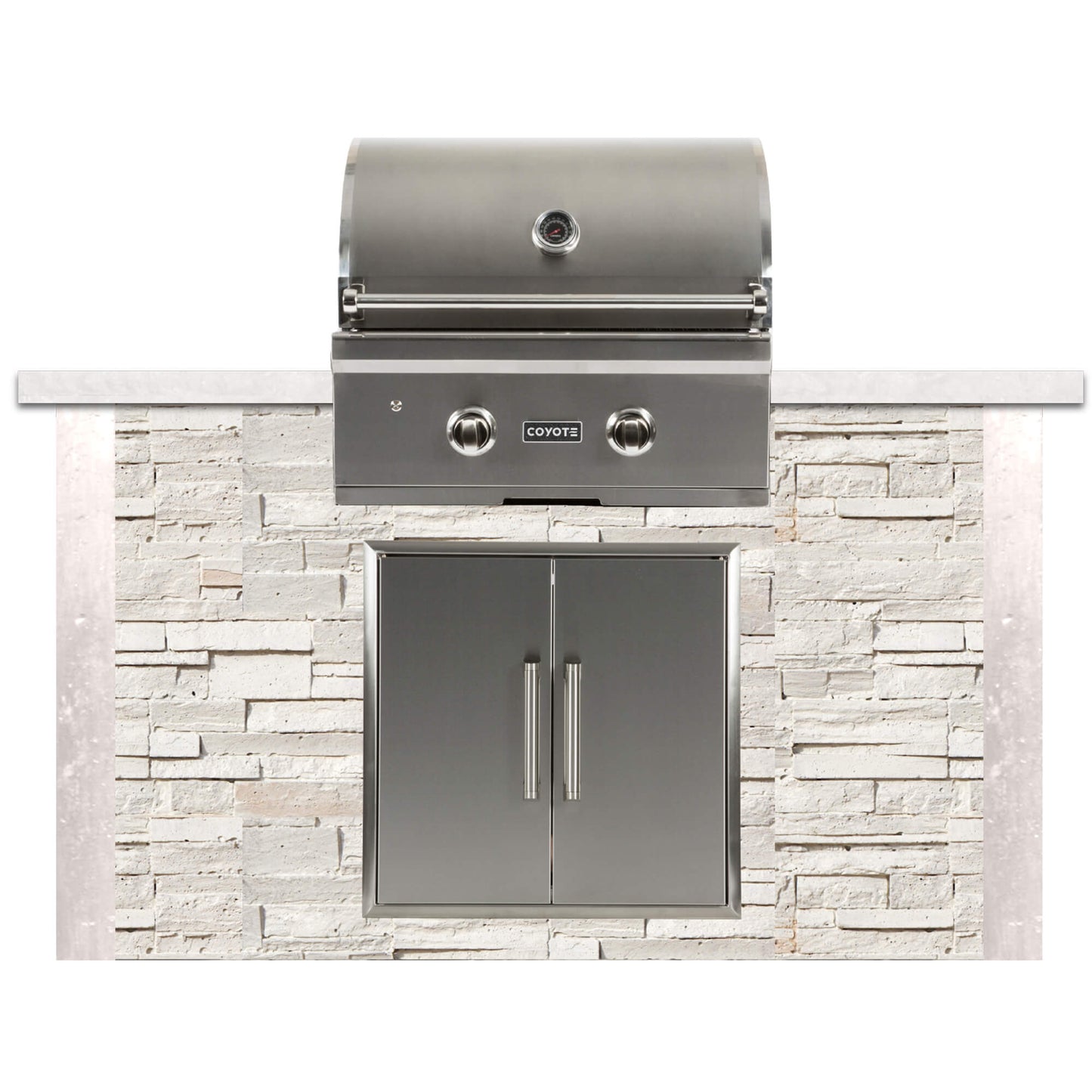 RTA Outdoor Living 5 ft Grill Island with Coyote 28-Inch Grill RTAC-G5 - Stone White finish