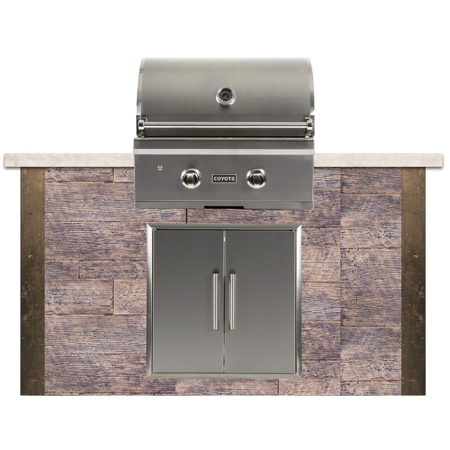 RTA Outdoor Living 5 ft Grill Island with Coyote 28-Inch Grill RTAC-G5 - Wood Brown finish