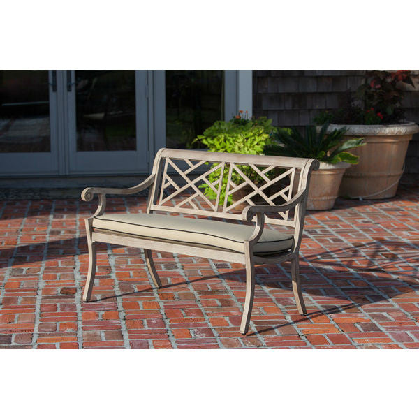 Patio Sense Aged Teak Wood Finish Aluminum Patio Bench 61446 - BetterPatio.com