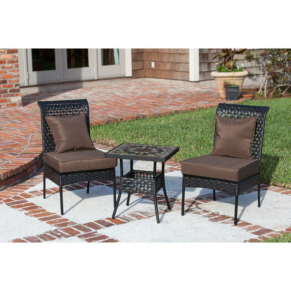 Patio Sense Zuni All Weather Wicker 3 Piece Bistro Set 61544 - BetterPatio.com