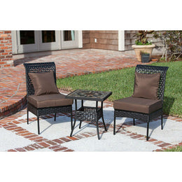 Patio Sense Zuni All Weather Wicker 3 Piece Bistro Set 61544