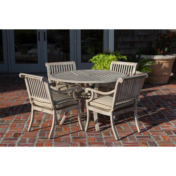 Patio Sense Aged Teak Wood Finish Aluminum Patio Dining Set 61608 - BetterPatio.com