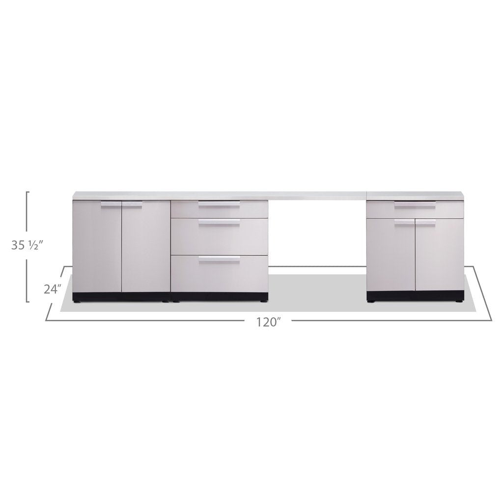 NewAge Outdoor Kitchen 5 PC Cabinet Set in Stainless Steel with Countertops 65050 - BetterPatio.com