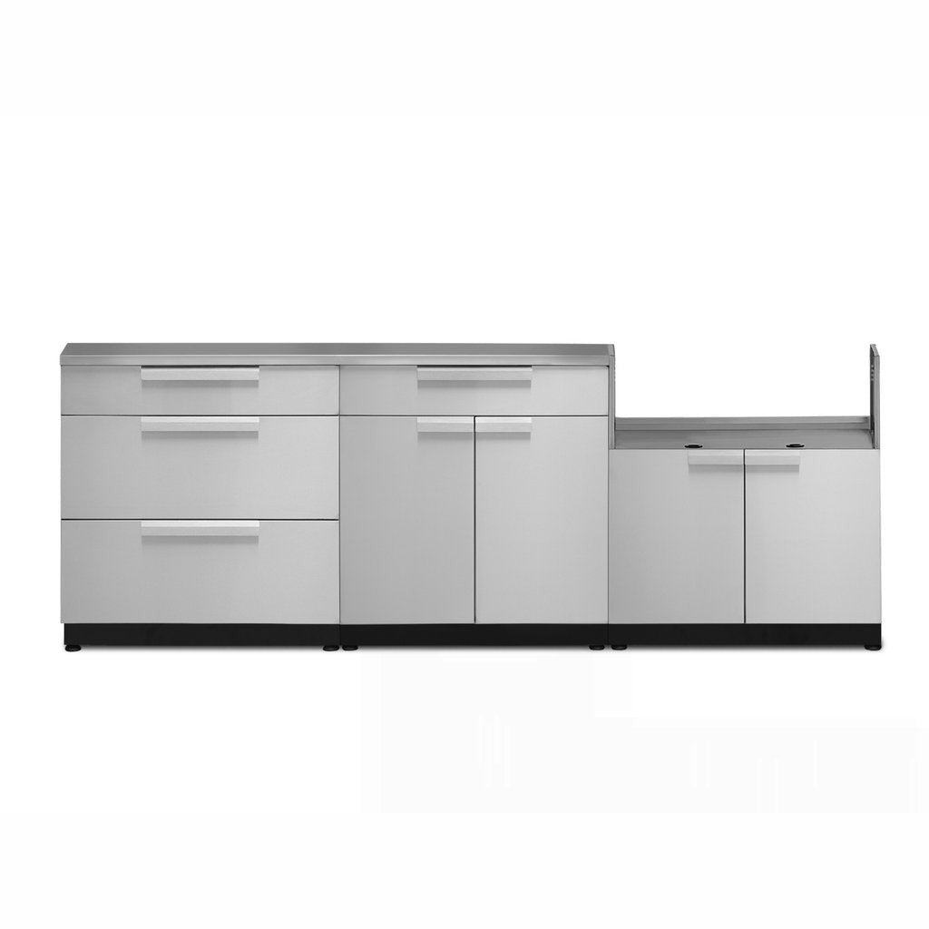 NewAge Outdoor Kitchen 4 PC Cabinet Set in Stainless Steel with Countertops 65051 - BetterPatio.com