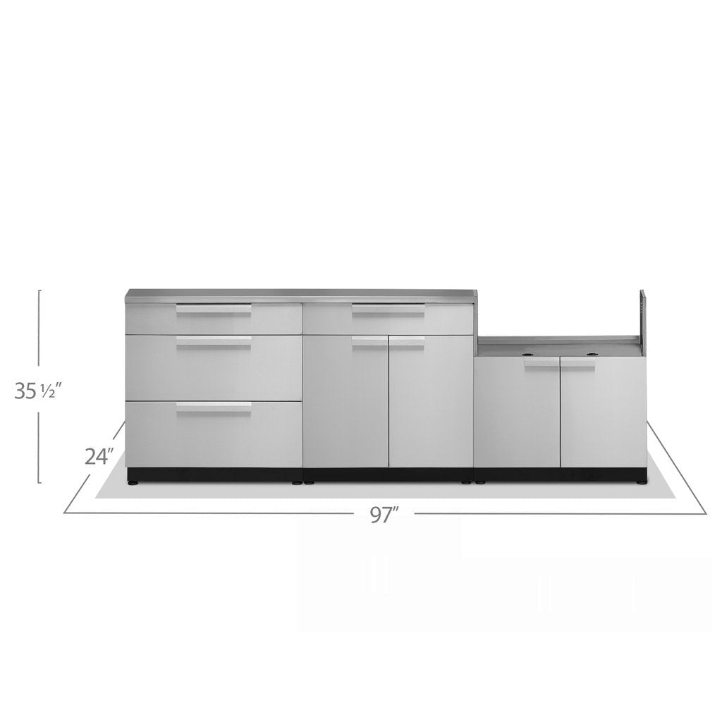 NewAge Outdoor Kitchen 4 PC Cabinet Set in Stainless Steel with Countertops 65051 - BetterPatio.com
