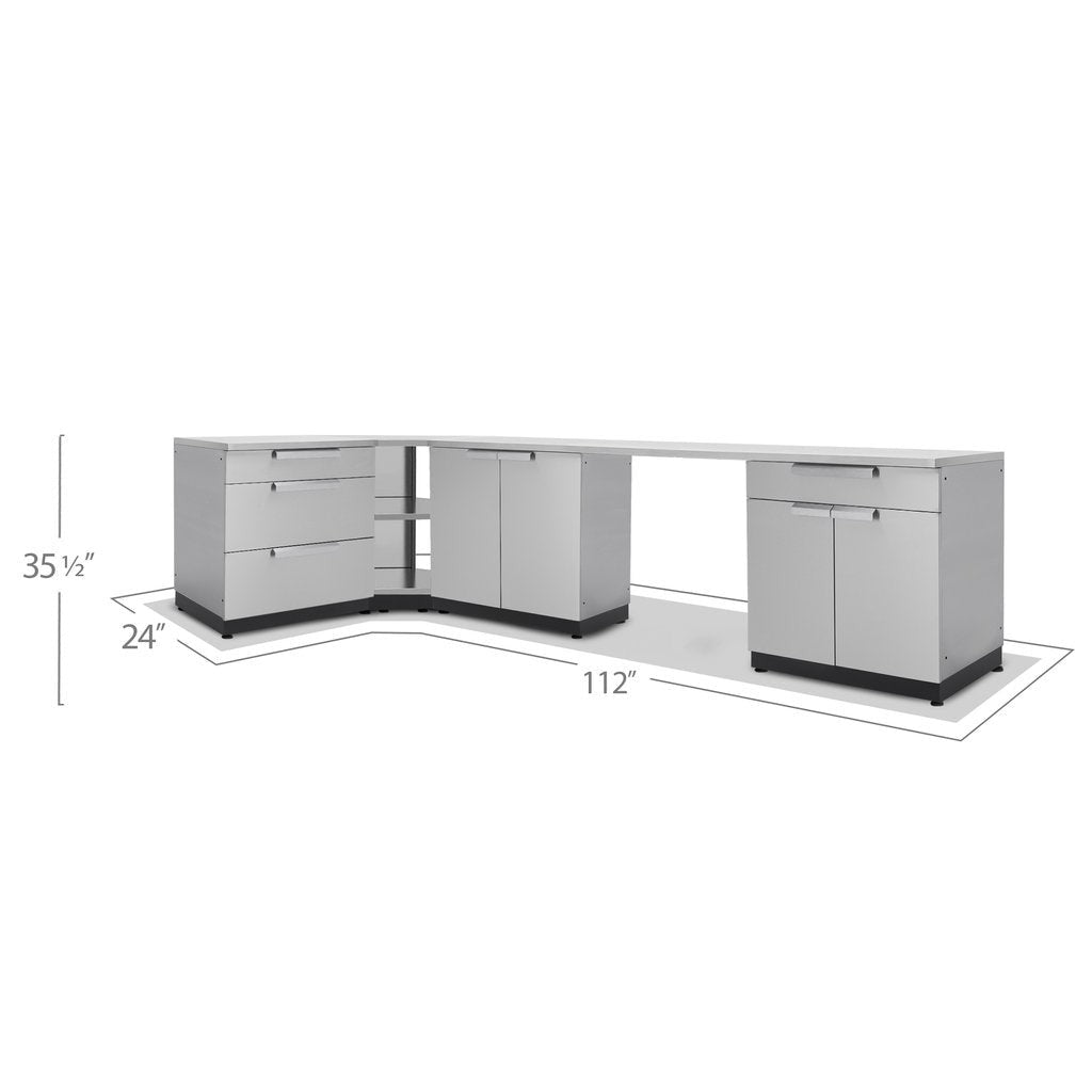 NewAge Outdoor Kitchen 6 PC Cabinet Set in Stainless Steel with Countertops 65054 - BetterPatio.com