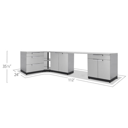 NewAge Outdoor Kitchen 6 PC Cabinet Set in Stainless Steel with Countertops 65054 - BetterPatio.com