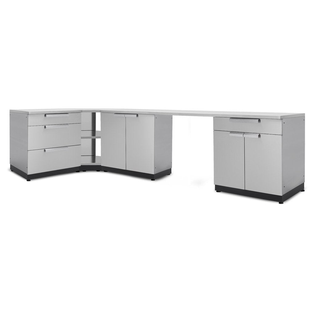 NewAge Outdoor Kitchen 6 PC Cabinet Set in Stainless Steel with Countertops 65054 - BetterPatio.com