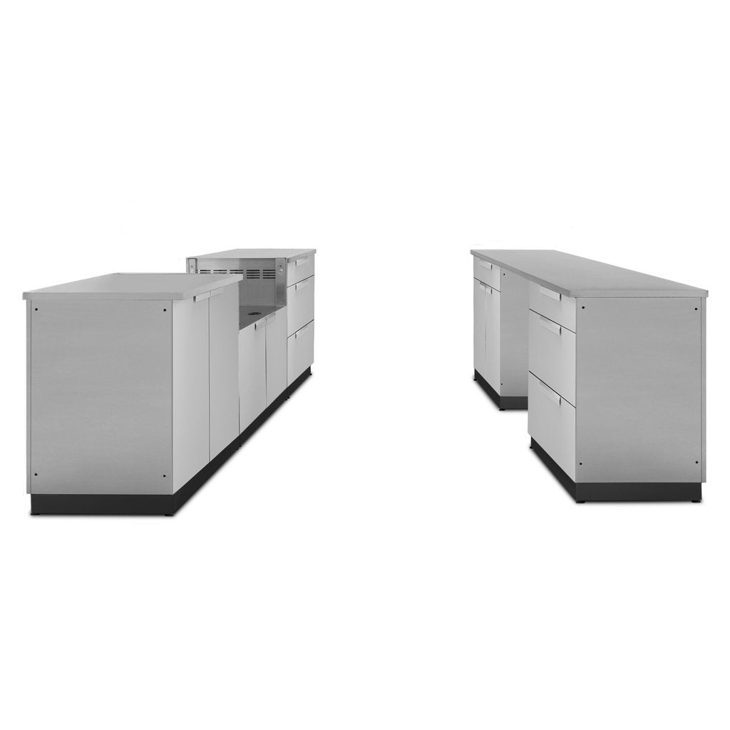 NewAge Outdoor Kitchen 9 PC Cabinet Set in Stainless Steel with Countertops 65063 - BetterPatio.com