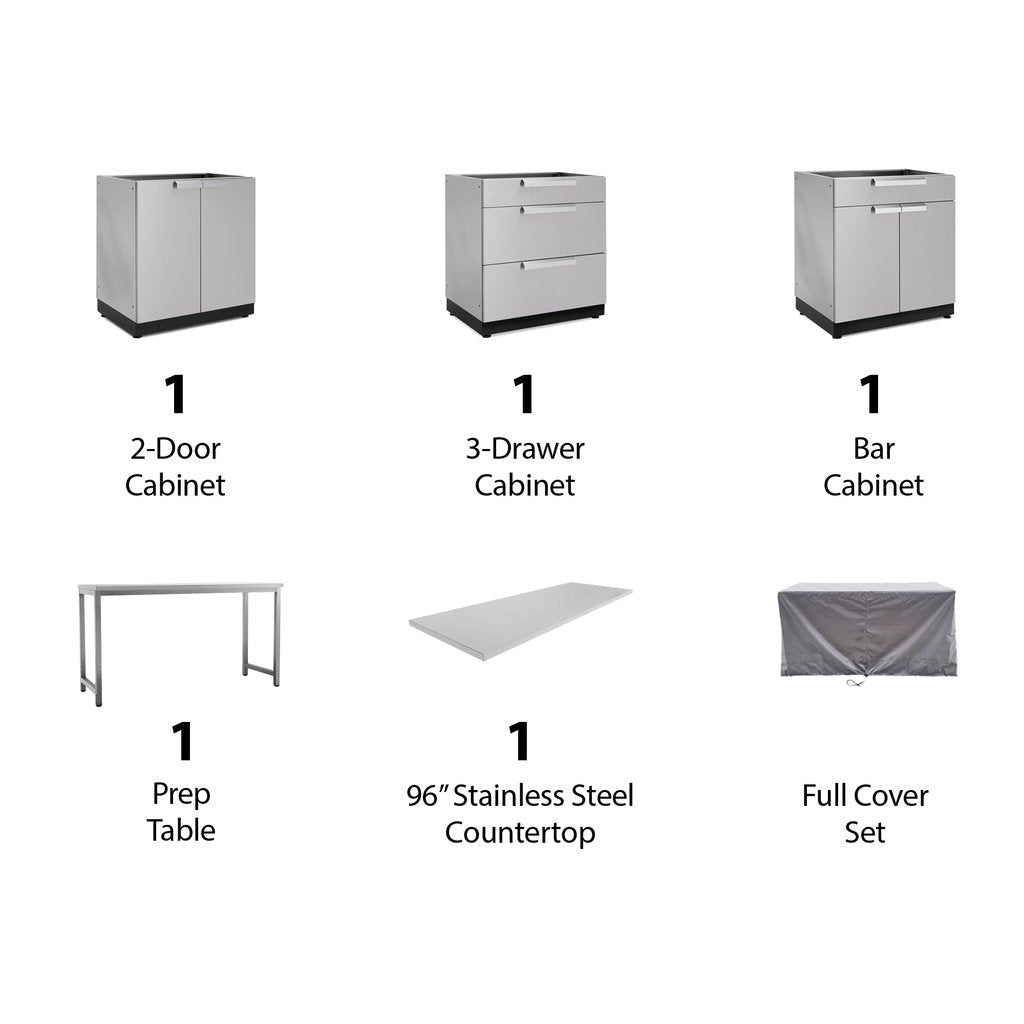 NewAge Outdoor Kitchen 5 PC Cabinet Set in Stainless Steel with Covers 65072 - BetterPatio.com