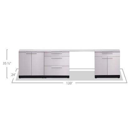 NewAge Outdoor Kitchen 5 PC Cabinet Set in Stainless Steel with Covers 65073 - BetterPatio.com