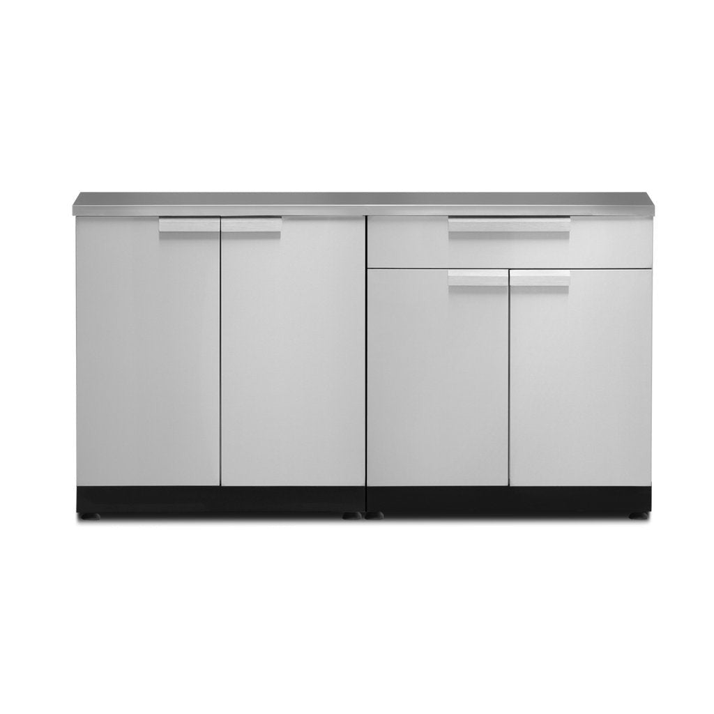 NewAge Outdoor Kitchen 3 PC Cabinet Set in Stainless Steel with Covers 65078 - BetterPatio.com