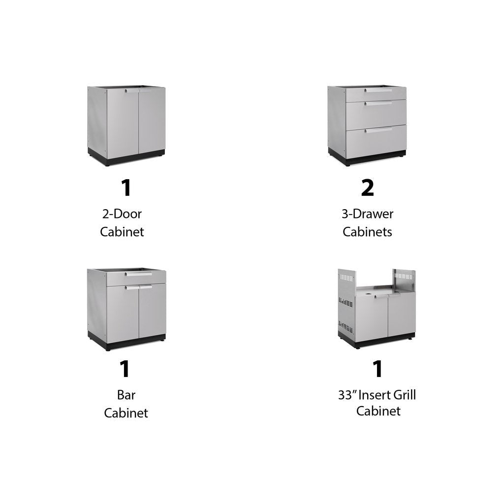 NewAge Outdoor Kitchen 5 PC Cabinet Set in Stainless Steel 65081 - BetterPatio.com