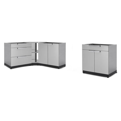 NewAge Outdoor Kitchen 4 PC Cabinet Set in Stainless Steel 65082 - BetterPatio.com