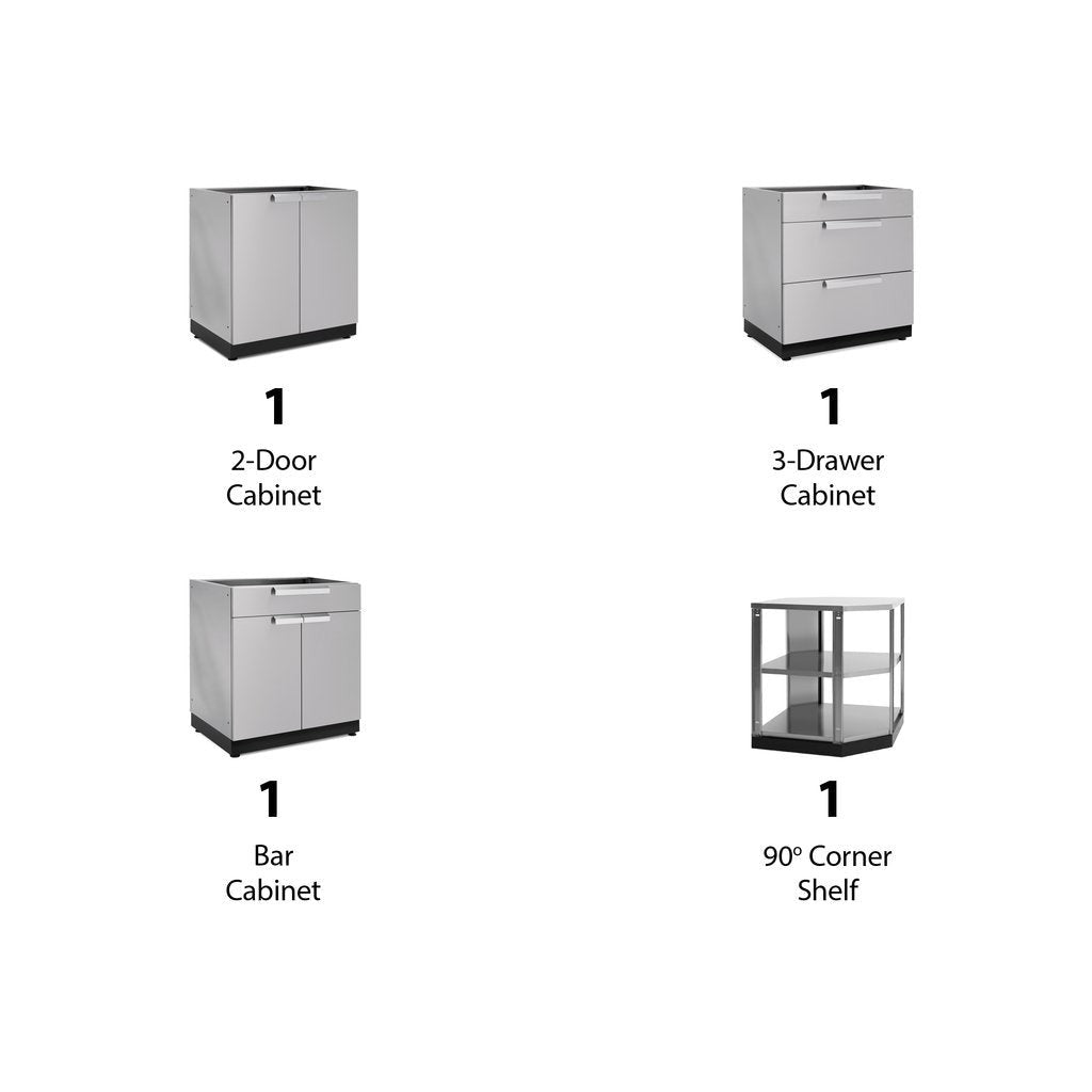 NewAge Outdoor Kitchen 4 PC Cabinet Set in Stainless Steel 65082 - BetterPatio.com