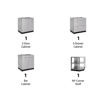 NewAge Outdoor Kitchen 4 PC Cabinet Set in Stainless Steel 65082 - BetterPatio.com
