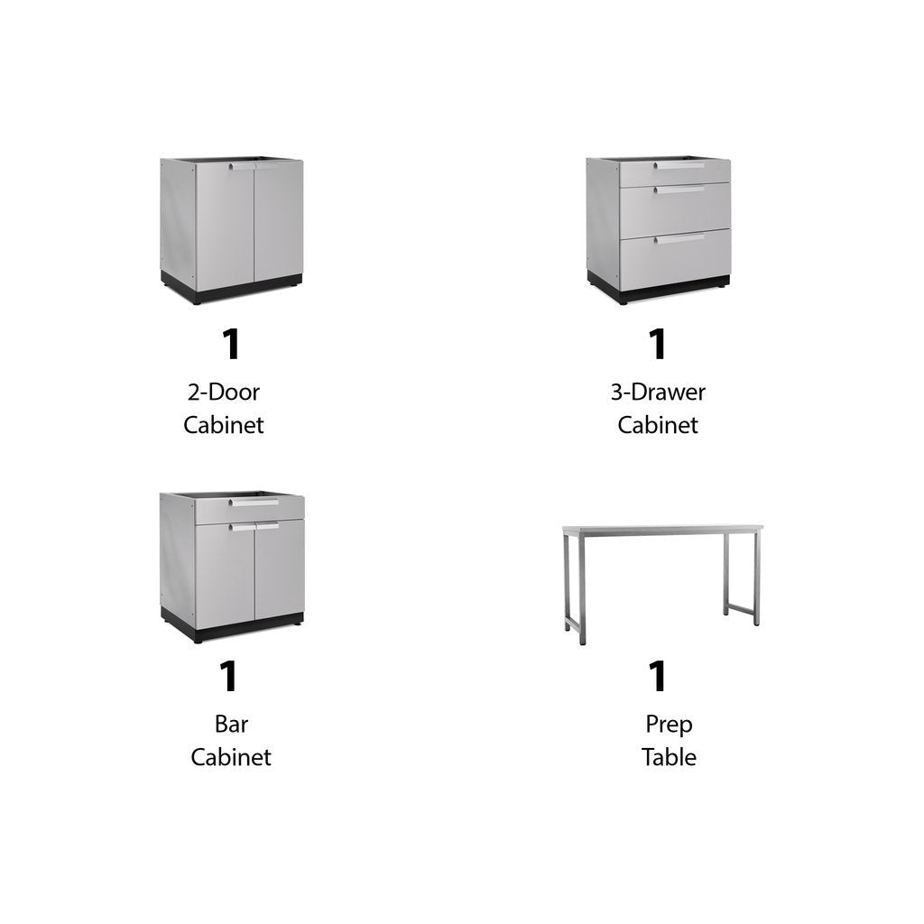 NewAge Outdoor Kitchen 4 PC Cabinet Set in Stainless Steel 65083 - BetterPatio.com