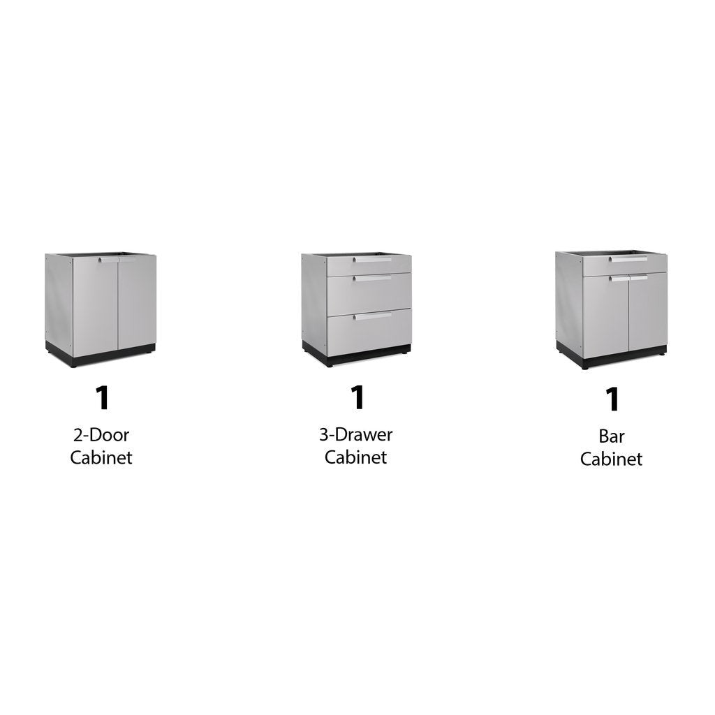 NewAge Outdoor Kitchen 3 PC Cabinet Set in Stainless Steel 65084 - BetterPatio.com